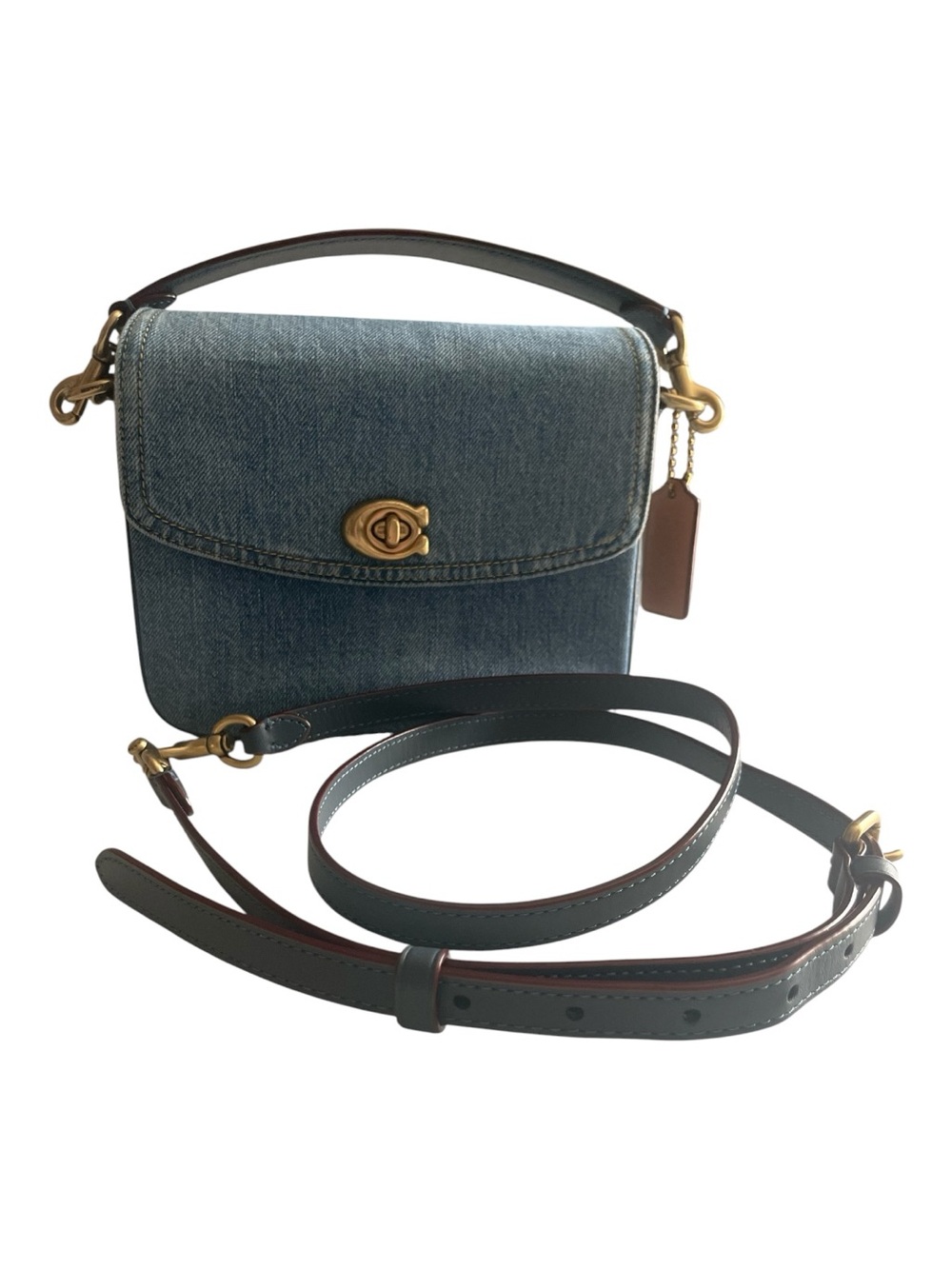 Coach Cassie 19 Denim & Leather Crossbody Bag (Missing Brass Chain Strap) - Picture 2 of 9